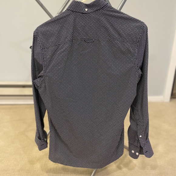 Small Navy Nordstrom Dress Shirt With White Dots and Blue Florals - Picture 3 of 3